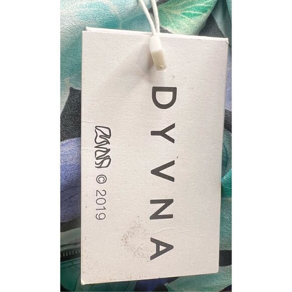 DYVNA Blue Tonal Leaves Button Front Midi Dress NWT Size Large - Picture 7 of 8